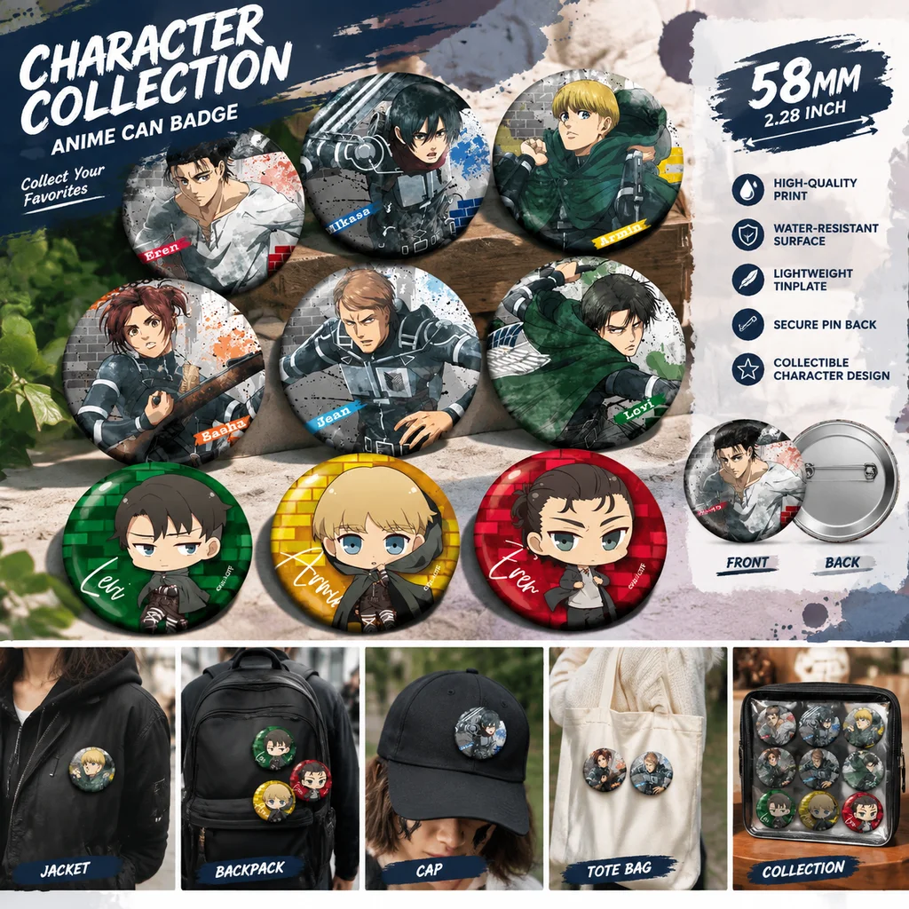 Pin Button Badge - Attack on Titan Anime Merch Badge